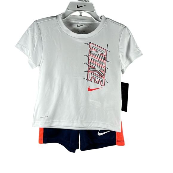 Nike Boy's 2 Piece Set "JUST DO IT" T-Shirt & Short White & Blue Size: 24M NWT - Picture 1 of 2